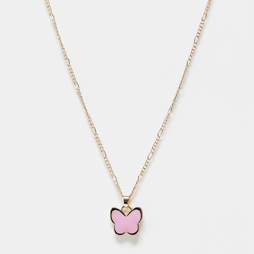 River Island chain necklace with pink butterfly shape pendant🎀💝